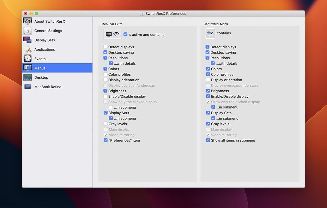 SwitchResX screenshot 1