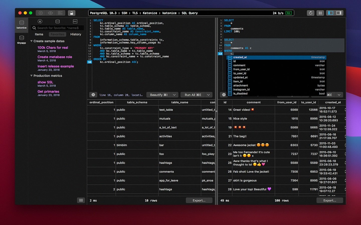 TablePlus screenshot 1